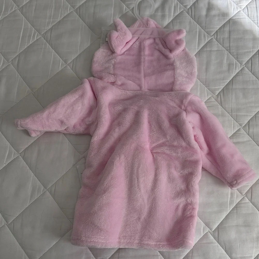 Pink Owl Kids bathrobe and blanket set 0-9months
